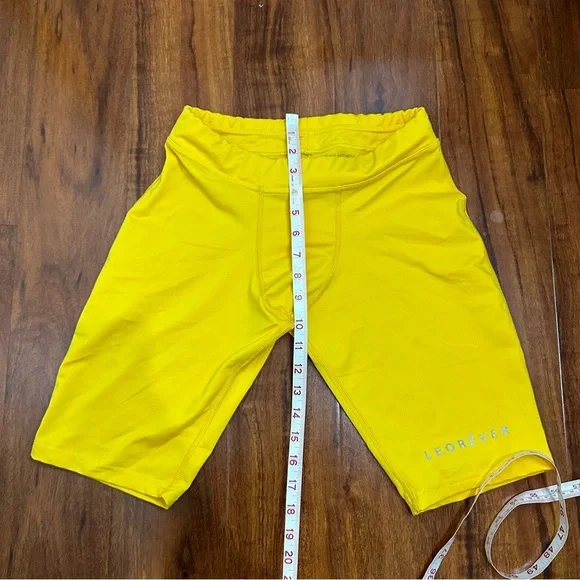 Leomicci Yellow Running Tights Compression Shorts Luxury Activewear Size Small - Picture 6 of 6